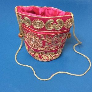 Pink Indian Clutch Potli Bag